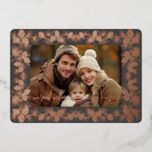 Foil Pinecone Holiday Photo Card- charcoal