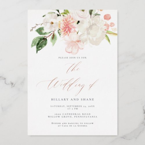 FOIL Pink Floral Garden Spring Wedding Invitation Foil Invitation