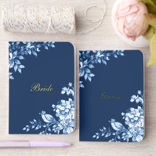 Foil Pocket Notebook - Blue and White Floral