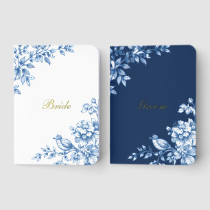 Foil Pocket Notebook - Blue and White Floral