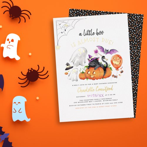 Foil Pressed  A Little Boo Halloween Baby Shower Foil Invitation