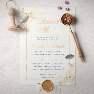 Foil Pressed Floral Elegant Bridal Shower Foil Invitation