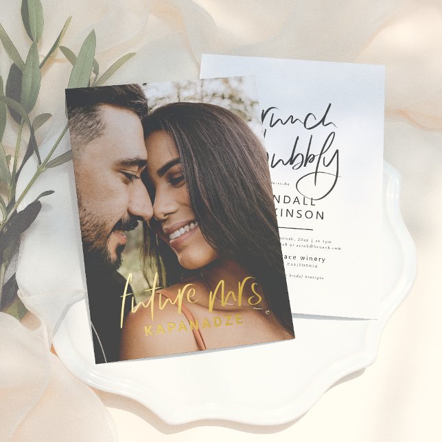 Foil Pressed | Future Mrs Brunch & Bubbly Photo Invitation (Creator Uploaded)