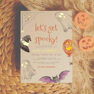 Foil Pressed Let's Get Spooky Halloween Birthday Foil Invitation