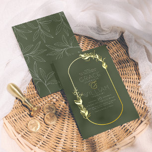 Foil Pressed   Sage Green Botanical Frame Wedding Invitation