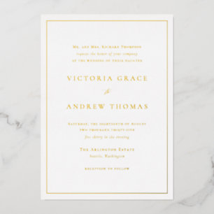 Foil Pressed Typography Formal Wedding Photo Invitation