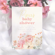 Foil Retro Floral Girl Baby Shower