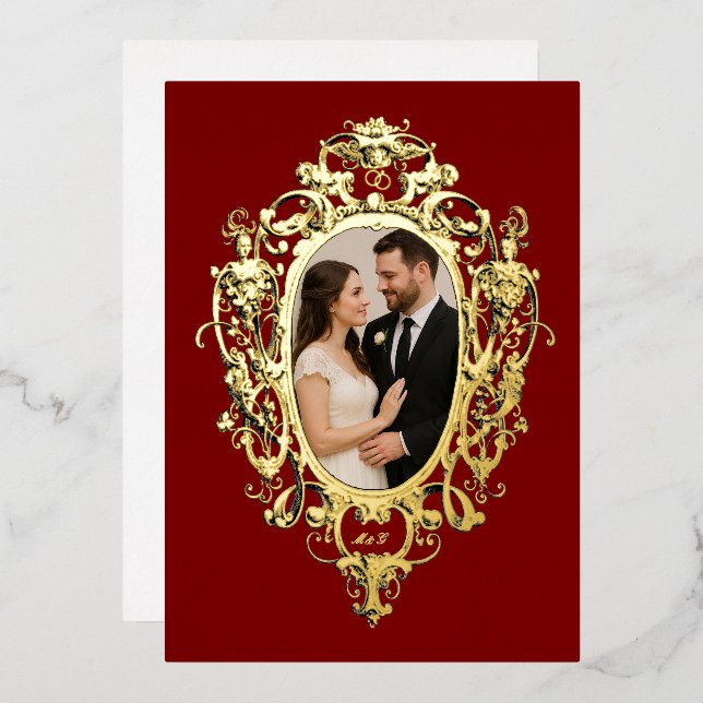 Foil Rococo Cartouche Photo Template Wedding (Front/Back)