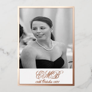 Foil Rose Gold 90th Birthday Elegant Photo  Invitation