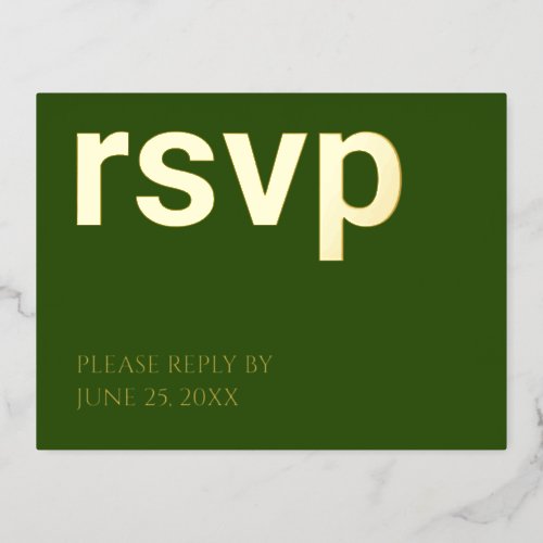 Foil RSVP Forest Green Meal Choices Postcard