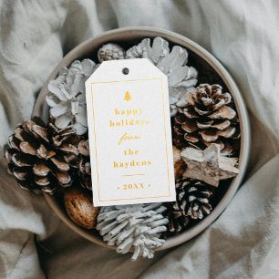Foil Rustic Tree Christmas Photo Gift Tag