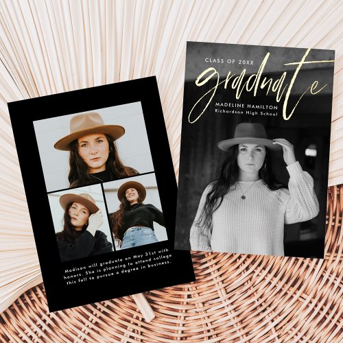 Foil Script 4 Photo Graduation Announcement