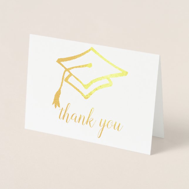 Foil script and graduation cap & tassel design card (Front)