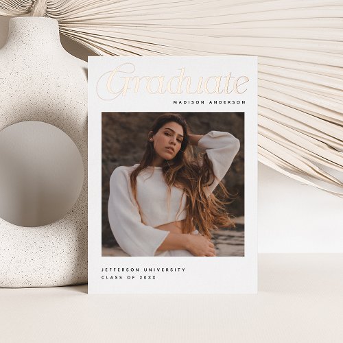 Foil Script Graduation Photo Announcement Style 04