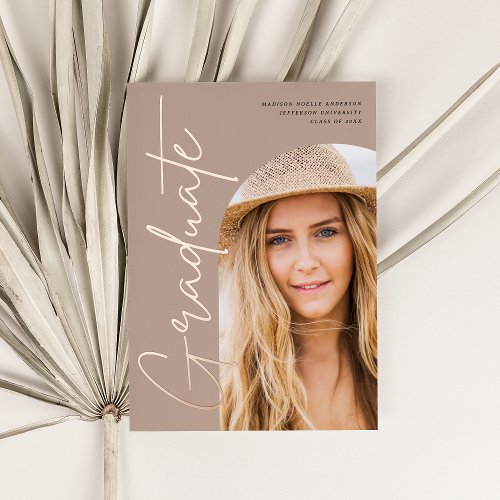 Foil Script Graduation Photo Announcement Style 11