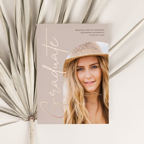 Foil Script Graduation Photo Announcement Style 11