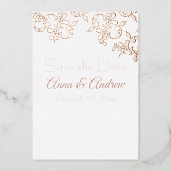 Foil Scrolls Save The Dates Foil Invitation by iHave2Say at Zazzle