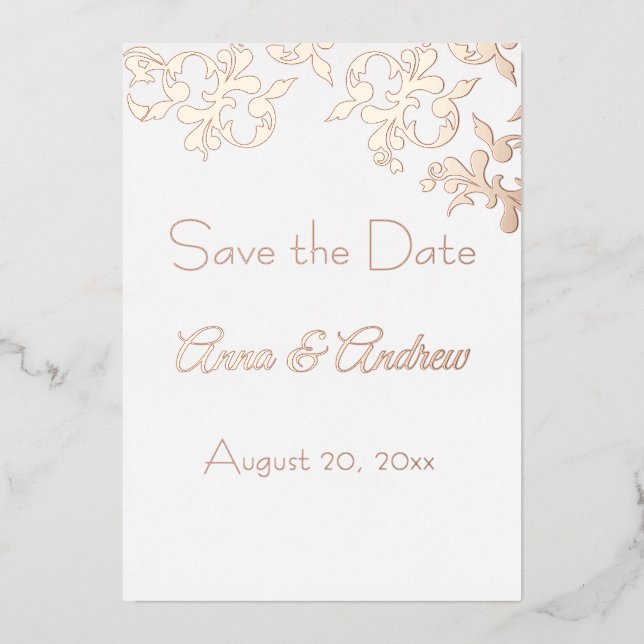 Foil Scrolls Save the Dates Foil Invitation (Front)