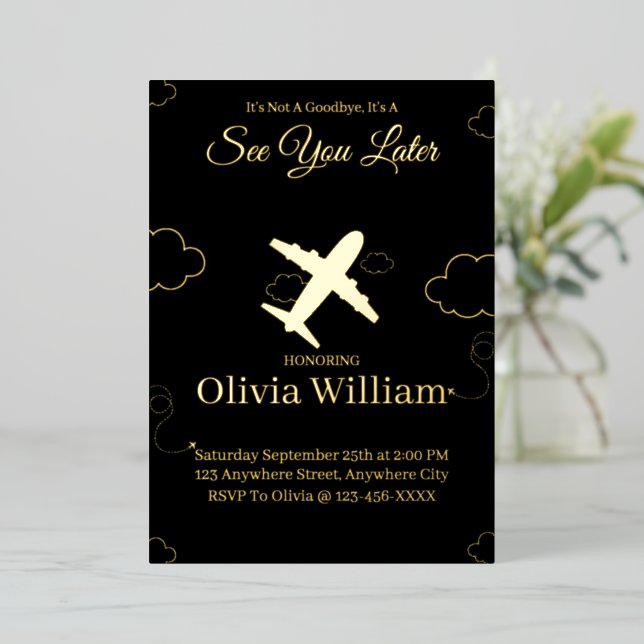Foil See You Later Farewell Goodbye Invite Card (Standing Front)