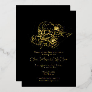 Foil Skull and Roses Till Death Wedding Foil Invitation