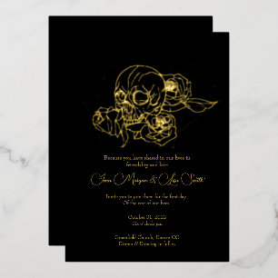 Foil Skull and Roses Till Death Wedding  Invitation