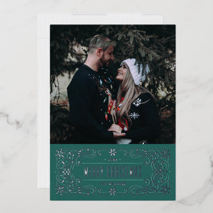 Foil Snowflake Flourish Frame Card - Teal