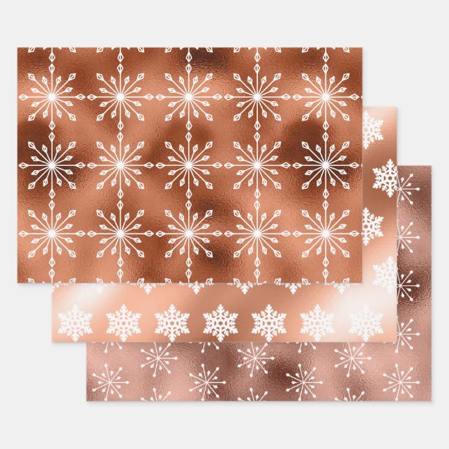 Foil Snowflakes Christmas Wrapping Paper Sheets (Set)