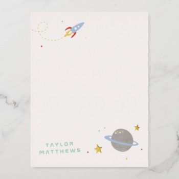 Foil Space Exploration Stationery Card - Red by AmberBarkley at Zazzle