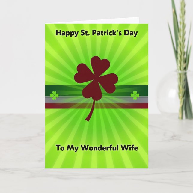 Foil St Patricks Day Wife Card (Front)
