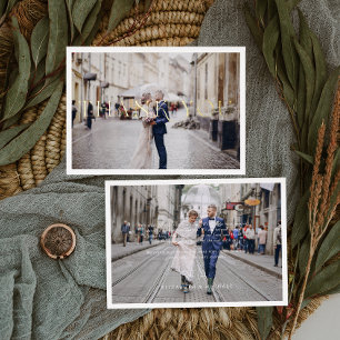 Foil-Stamped Minimal Wedding Photo Thank You Card