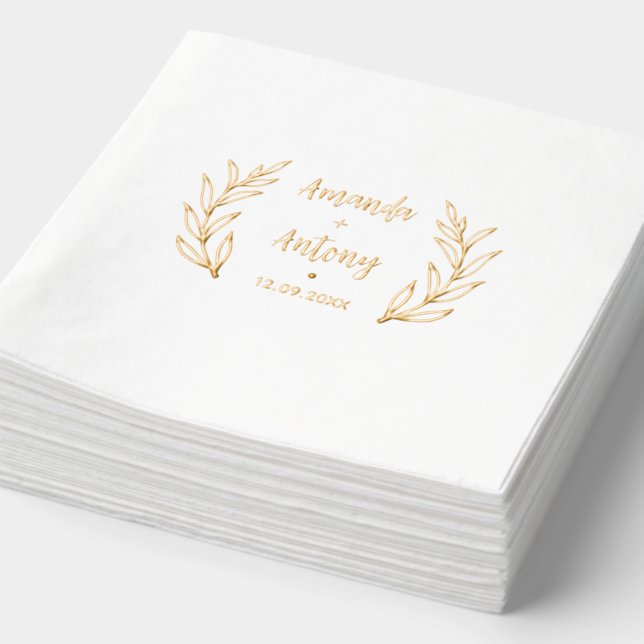 Foil Stamped Napkins in retro floral style. (Detail)