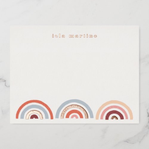 Foil Stamped Rainbows Stationery Card _ Maroon