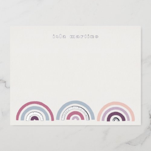 Foil Stamped Rainbows Stationery Card _ Plum