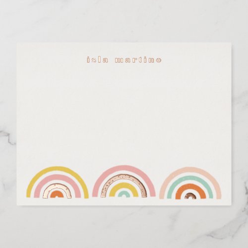 Foil Stamped Rainbows Stationery Card _ Tangerine