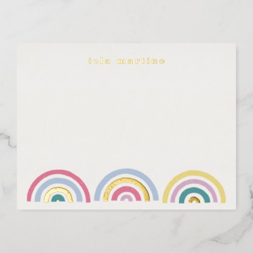 Foil Stamped Rainbows Stationery Card _ Teal