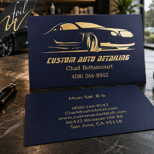 Foil Stylized Auto Detailing Spot Gloss Business Cards
