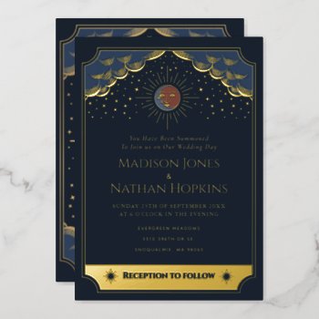 Foil Sun And Moon Tarot Card Wedding Invitation by ThePaperieGarden at Zazzle