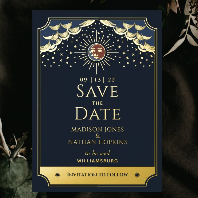 Foil Sun & Moon Tarot Card Wedding Save the Date  (Creator Uploaded)
