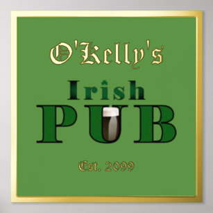 Foil Text Accent Irish Pub Print Poster