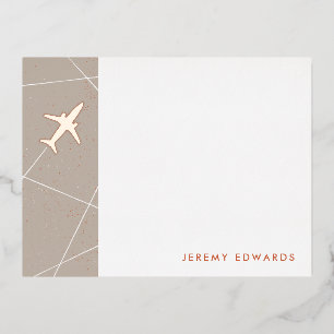 Foil The Jet Set Travel Stationery Card - Gray