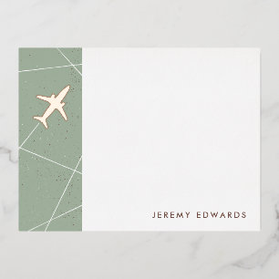 Foil The Jet Set Travel Stationery Card - Mint