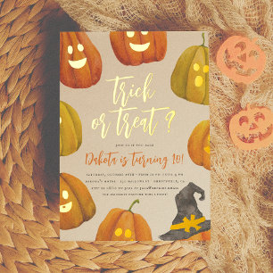 Foil Trick or Treat Halloween Birthday Party Invitation