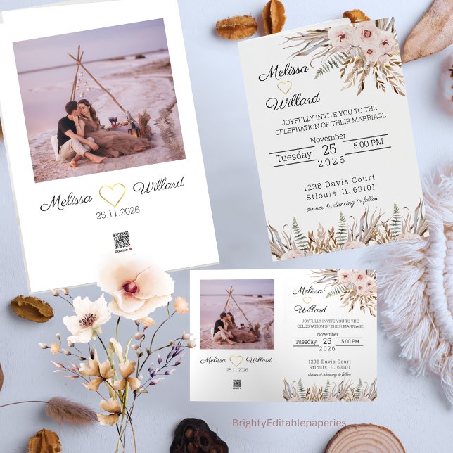 Foil Tropical wedding Invitation Card (Creator Uploaded)