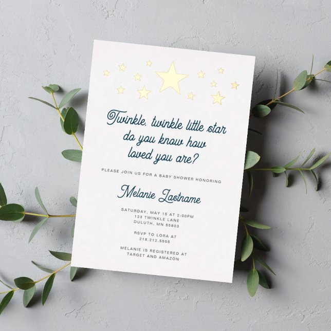Foil Twinkle Twinkle Little Star Baby Shower Invitation (Creator Uploaded)