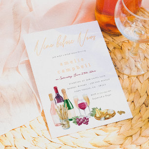 Foil Vino Before Vows Wine Bridal Shower Invitation