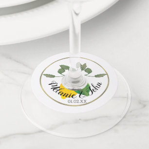 Foil Watercolor Lemon Lime Logo - Couple Name Wine Glass Tag