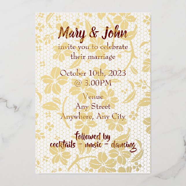 Foil Wedding Invitation - fully editable (Front)