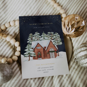 Foil Winter Night Holiday Moving Announcement