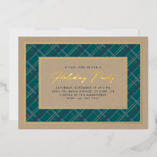 Foil Winter Plaid Holiday Party Invitation Foil In Foil Invitation