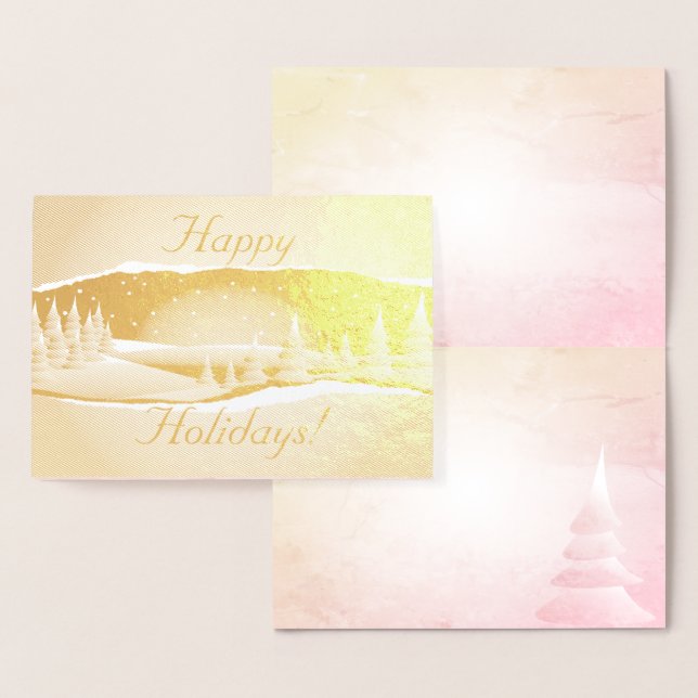 Foil Winter Scene Trees in the Snow  Christmas Foil Card (Display)